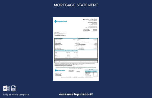 modello di estratto conto del mutuo bancario della Repubblica di Grenada in stil